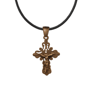 Vintage Bronze Elegant Scrollwork Crucifix