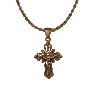 Vintage Bronze Elegant Scrollwork Crucifix