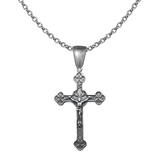 Vintage White Bronze Clover End Crucifix