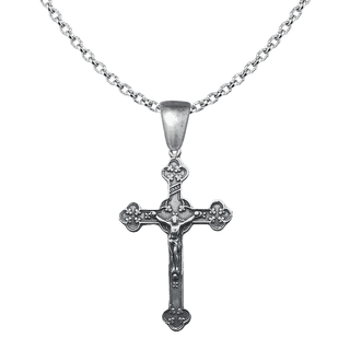 Vintage White Bronze Clover End Crucifix