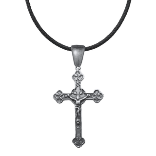 Vintage White Bronze Clover End Crucifix