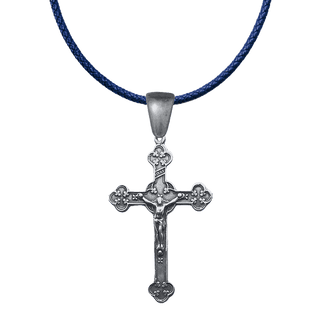 Vintage White Bronze Clover End Crucifix