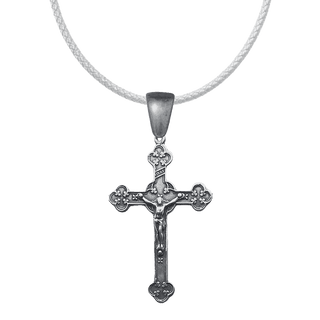 Vintage White Bronze Clover End Crucifix