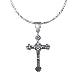 Vintage White Bronze Clover End Crucifix