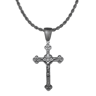 Vintage White Bronze Clover End Crucifix