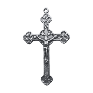 Vintage White Bronze Clover End Crucifix