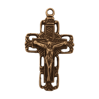 Vintage Bronze Open Square Crucifix with Rays