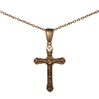 Vintage Bronze Scrolled Palmette Crucifix