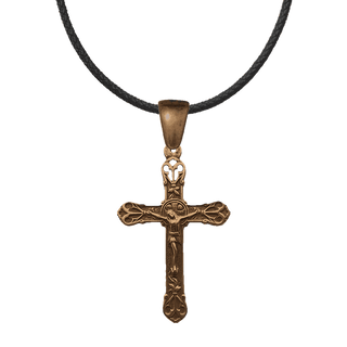 Vintage Bronze Scrolled Palmette Crucifix