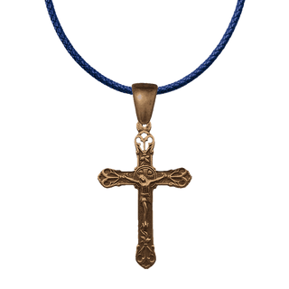 Vintage Bronze Scrolled Palmette Crucifix