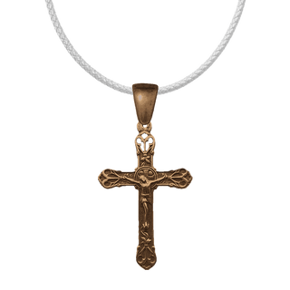 Vintage Bronze Scrolled Palmette Crucifix
