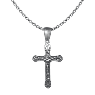 Vintage White Bronze Scrolled Palmette Crucifix