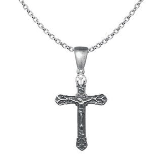Vintage White Bronze Scrolled Palmette Crucifix