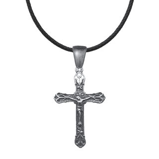 Vintage White Bronze Scrolled Palmette Crucifix