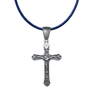 Vintage White Bronze Scrolled Palmette Crucifix