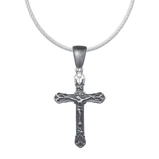 Vintage White Bronze Scrolled Palmette Crucifix