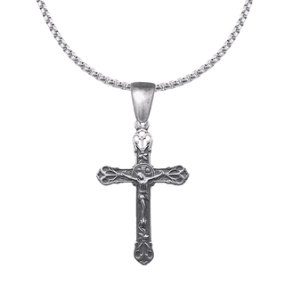 Vintage White Bronze Scrolled Palmette Crucifix