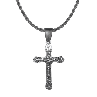 Vintage White Bronze Scrolled Palmette Crucifix