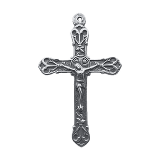 Vintage White Bronze Scrolled Palmette Crucifix