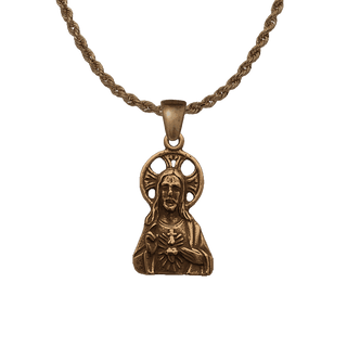 Vintage Bronze Sacred Heart of Jesus Figural Medal