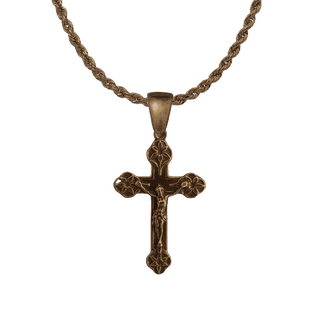 Vintage Bronze Lily Point Crucifix