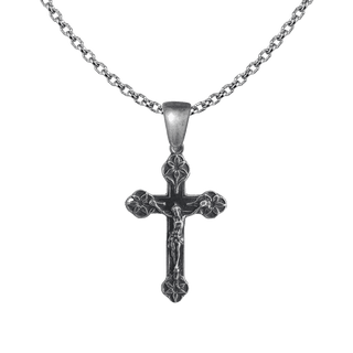 Vintage White Bronze Lily Point Crucifix