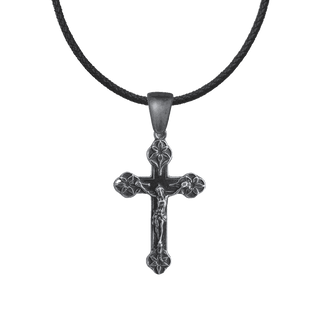 Vintage White Bronze Lily Point Crucifix