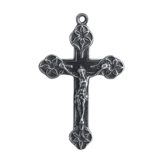 Vintage White Bronze Lily Point Crucifix