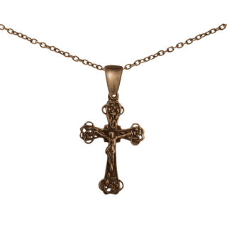 Vintage Bronze Flowered Openwork Crucifix