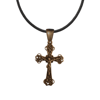 Vintage Bronze Flowered Openwork Crucifix