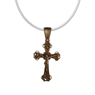 Vintage Bronze Flowered Openwork Crucifix