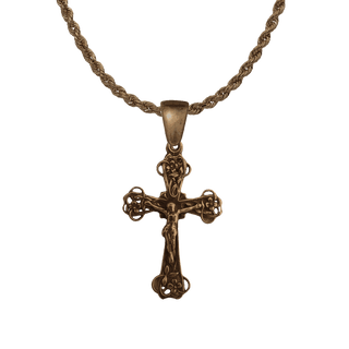 Vintage Bronze Flowered Openwork Crucifix