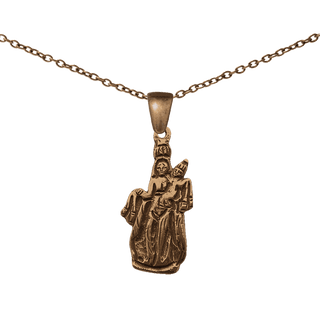 Vintage Bronze Our Lady of Mount Carmel Statue Medal