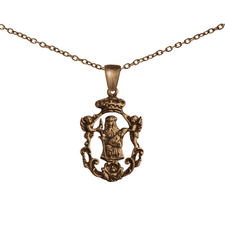 Vintage Bronze Crowned Virgin with Angels Openwork Medal