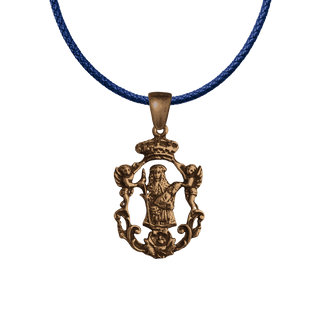 Vintage Bronze Crowned Virgin with Angels Openwork Medal