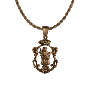 Vintage Bronze Crowned Virgin with Angels Openwork Medal