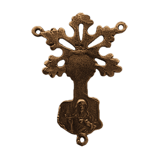 Vintage Bronze Radiant Fatima Rosary Center — reverse