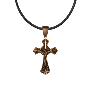 Vintage Bronze Roma Crucifix with Sunburst and Palmettes