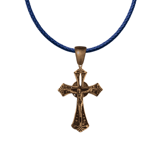 Vintage Bronze Roma Crucifix with Sunburst and Palmettes