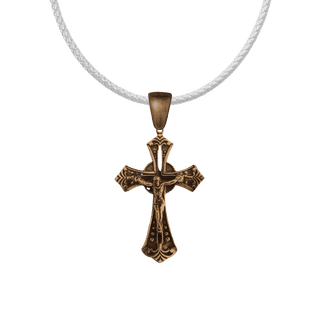 Vintage Bronze Roma Crucifix with Sunburst and Palmettes