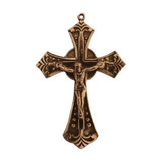 Vintage Bronze Roma Crucifix with Sunburst and Palmettes
