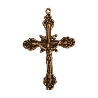 Vintage Bronze Ornate Beaded Crucifix