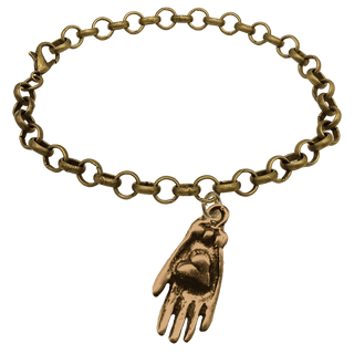 Vintage Bronze Hand with Heart Charm Bracelet