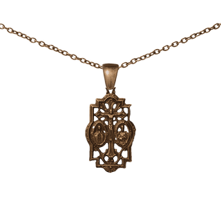 Vintage Bronze Mary and Joseph Openwork Crucifix Medal
