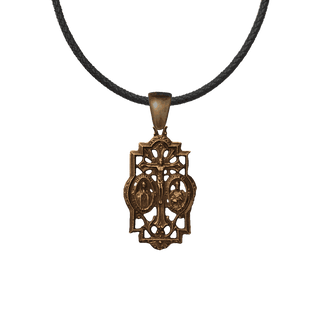 Vintage Bronze Mary and Joseph Openwork Crucifix Medal