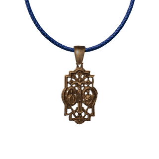 Vintage Bronze Mary and Joseph Openwork Crucifix Medal