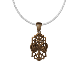 Vintage Bronze Mary and Joseph Openwork Crucifix Medal