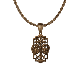 Vintage Bronze Mary and Joseph Openwork Crucifix Medal