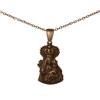 Vintage Bronze Crowned Madonna and Child Medal