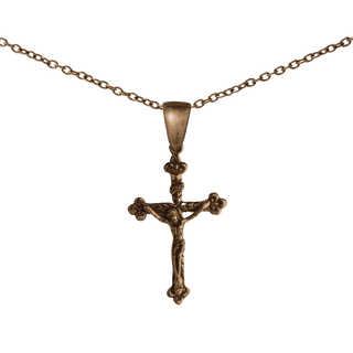 Vintage Bronze Fleur-de-Lis Crucifix